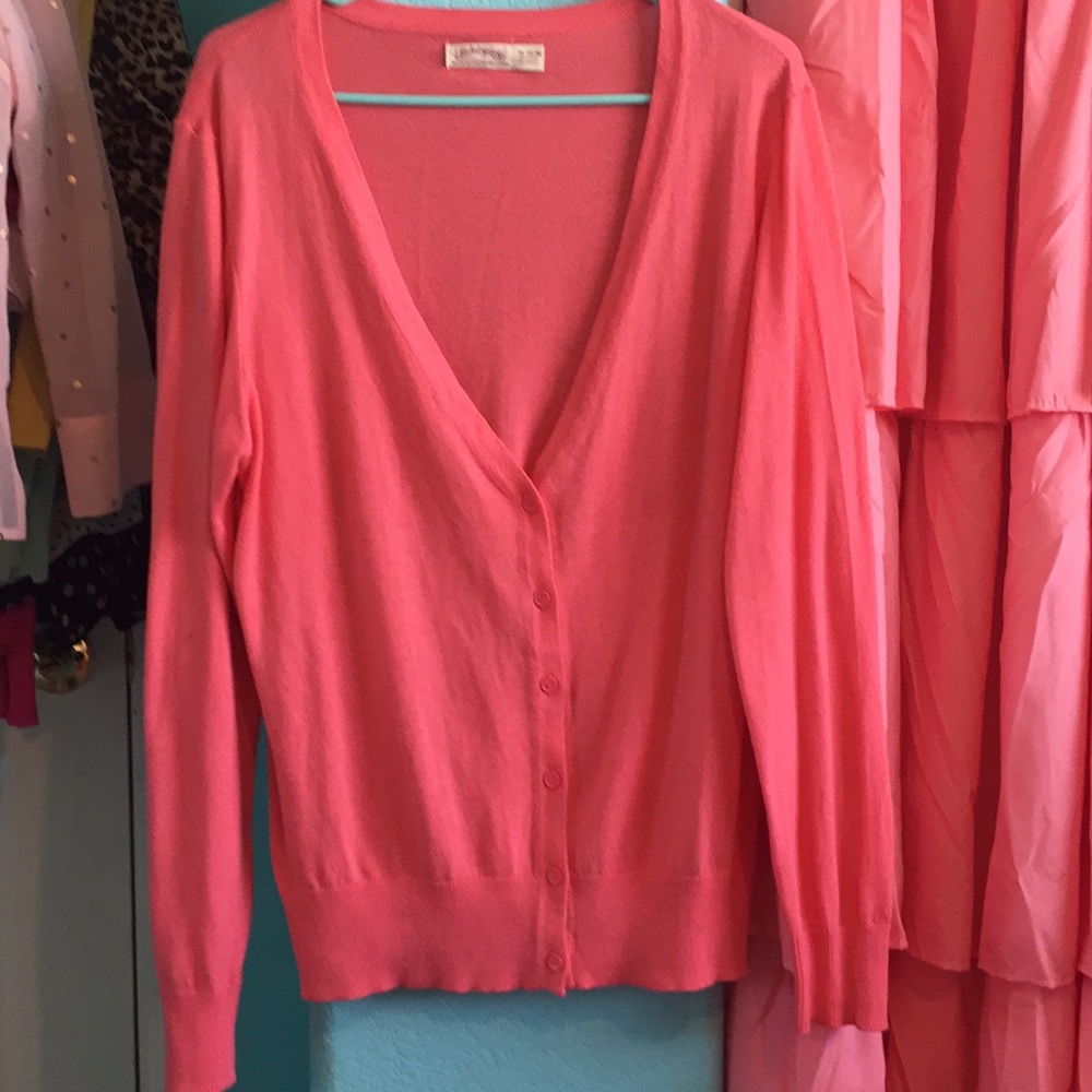 Faded Glory Coral Button-Up Cardigan!